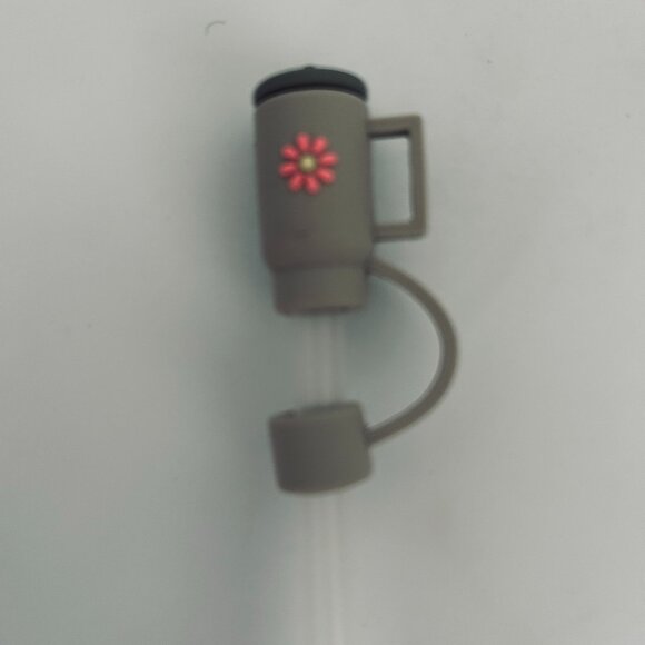 Grey and Pink Tumbler Strawtopper - Picture 1 of 2